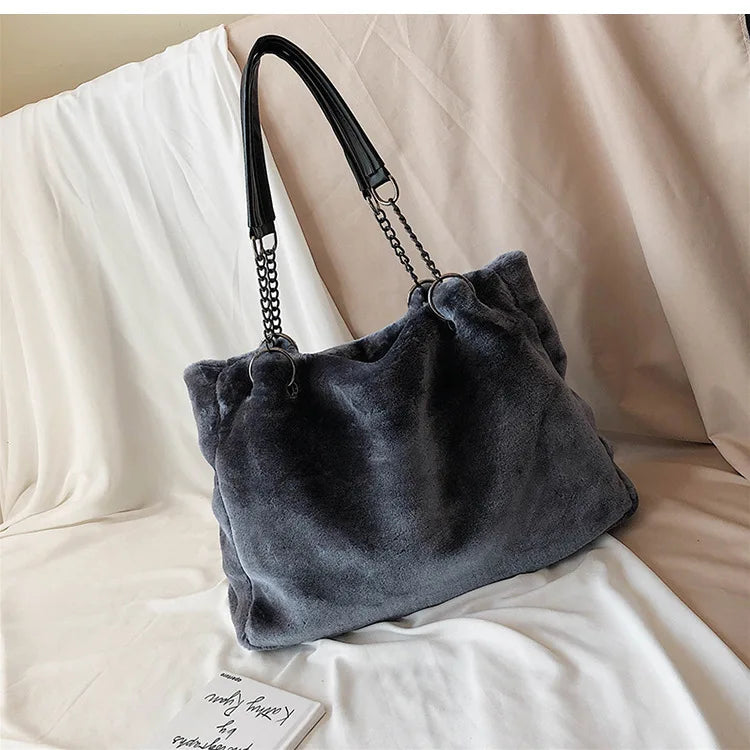 Soft Plush Large Capacity Luxury Shoulder Bag for Women