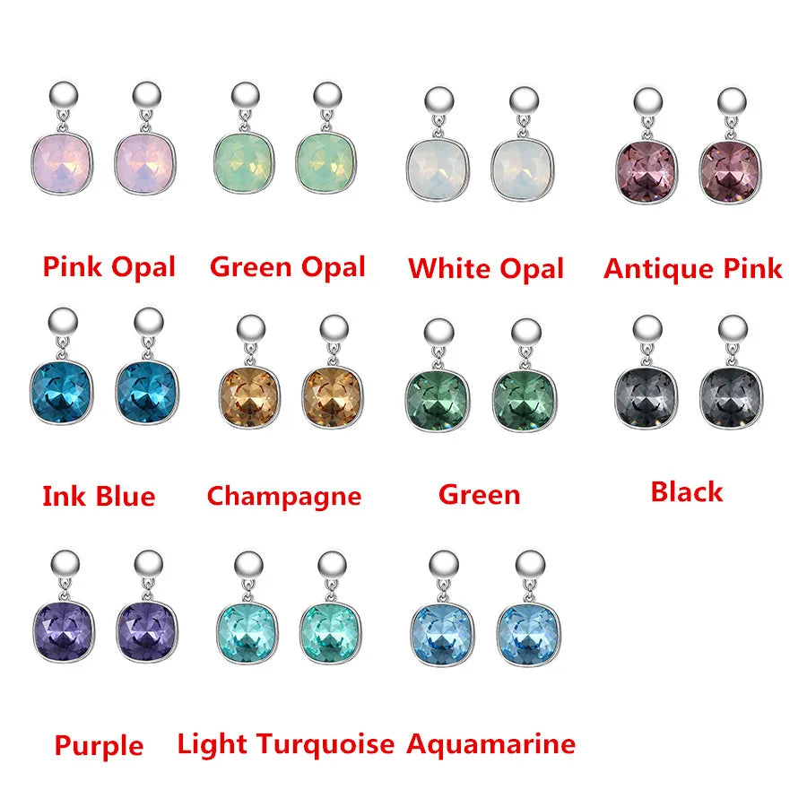 Square Crystal Drop Earrings for Women