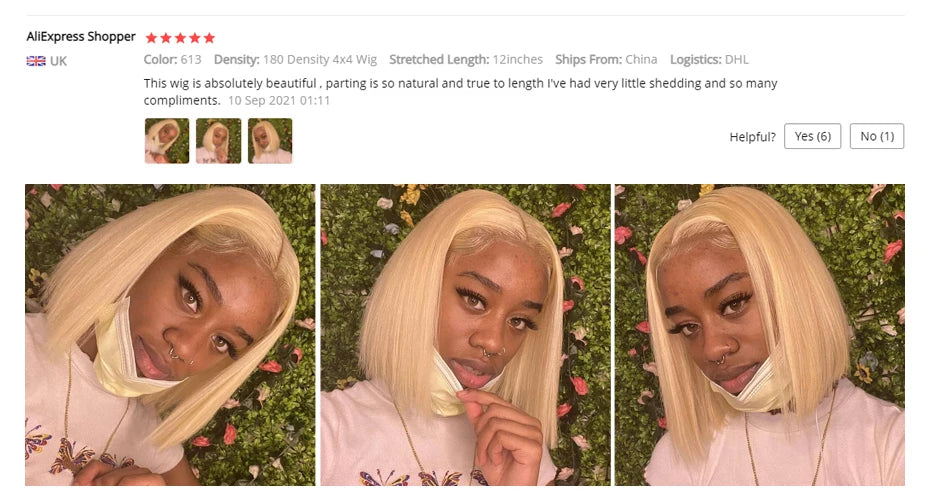 Blonde Straight Brazilian Hair Lace Front Bob Wig For Women