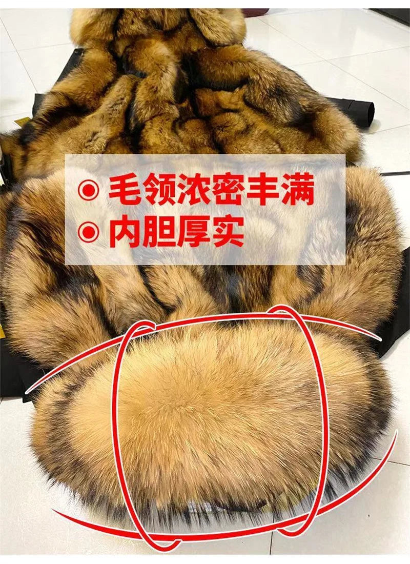 Winter Thick Warm Parkas Women Mink Detachable Inner Fur One Coat Long FauxFur Mink Cotton Jackets Female Hooded Chaquetas Mujer