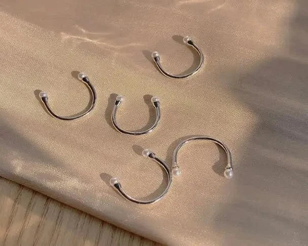 5pcs Simple Opening Ring Pearl Fashion Design Set Combination Ring Geometric Knuckle Midi Rings Set Jewelry Anillos