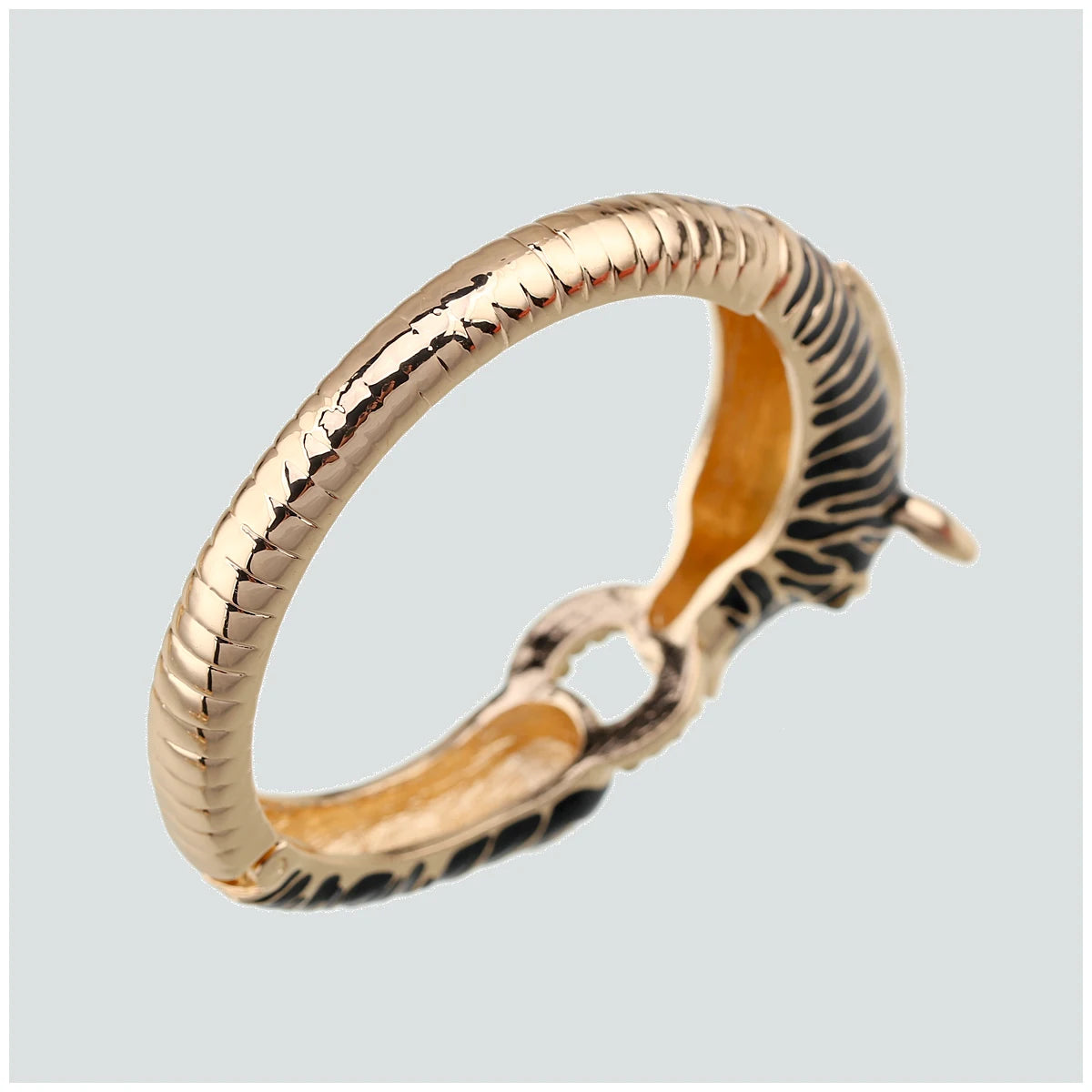 Gold Plated Crystal Zebra Style Cuff Bracelet for Women