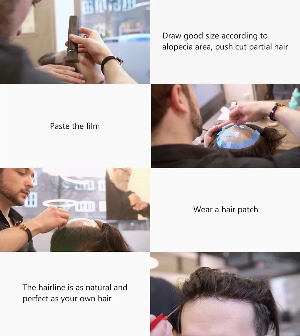 Natural Remy Hair Thin Skin Toupee Hair System for Men