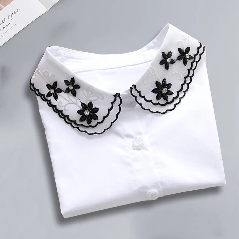 White Fake Collar Shirt Women Shawl Detachable Shirt Collar Lace False Collar Lapel Blouse Women Clothes Accessories Faux Col