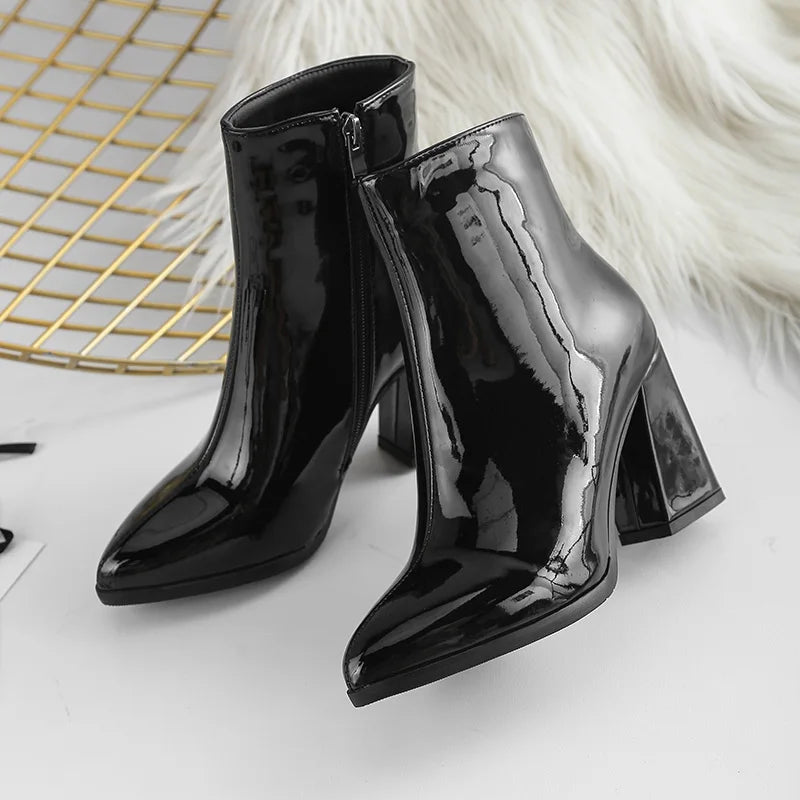 Metallic Silver Pointed Ankle Boots