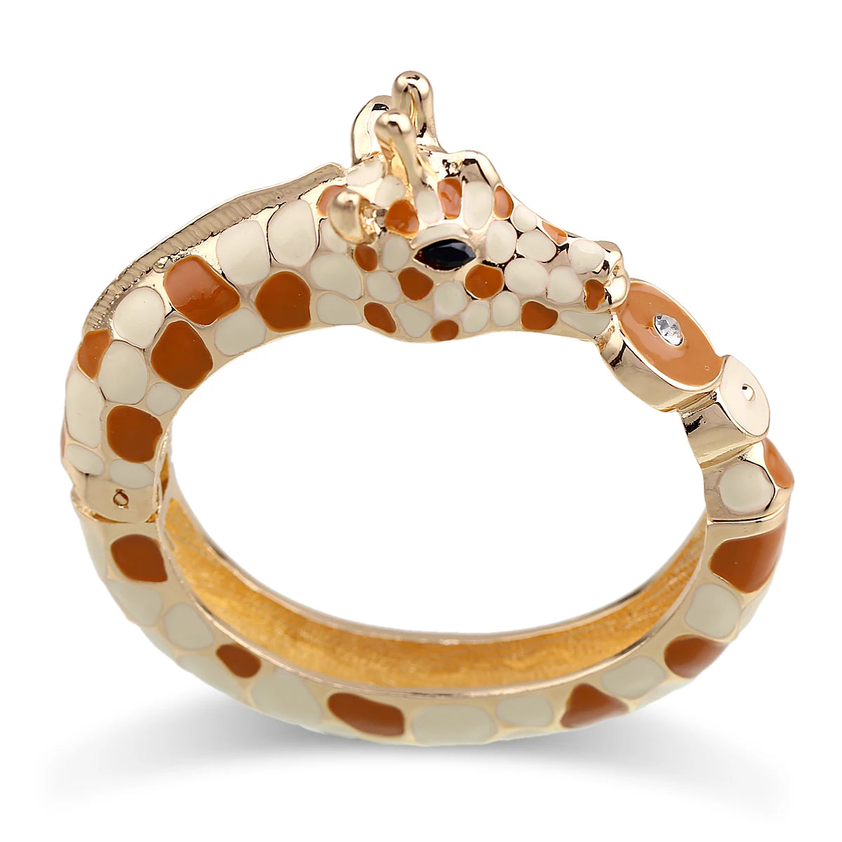 Gold Plated Zebra Enamel Statement Cuff Bracelet for Women