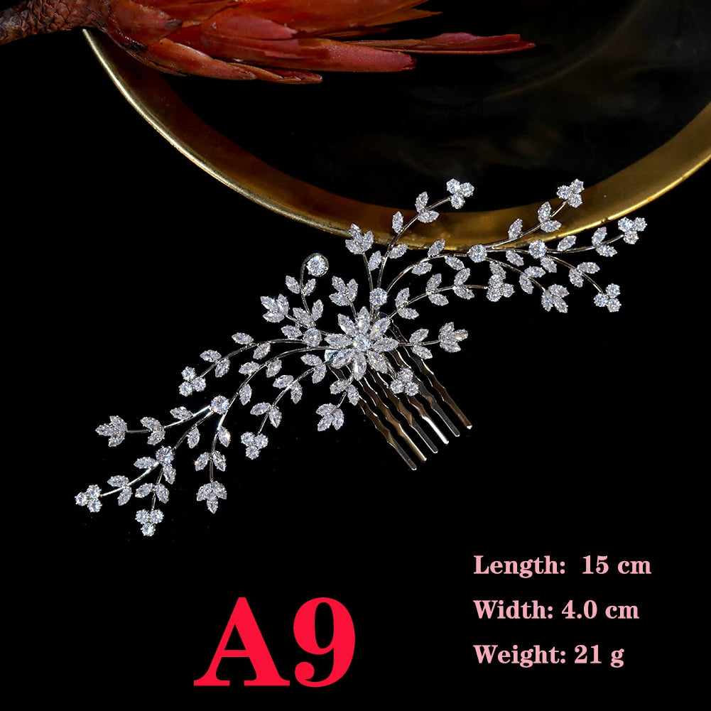 Sparkling Crystal Zirconia Bridal Tiara Hair Comb for Women