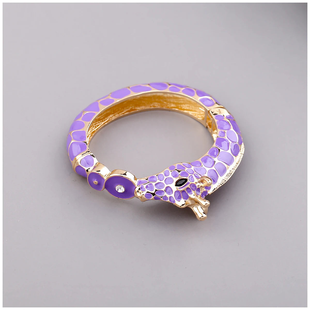 Gold Plated Zebra Enamel Statement Cuff Bracelet for Women