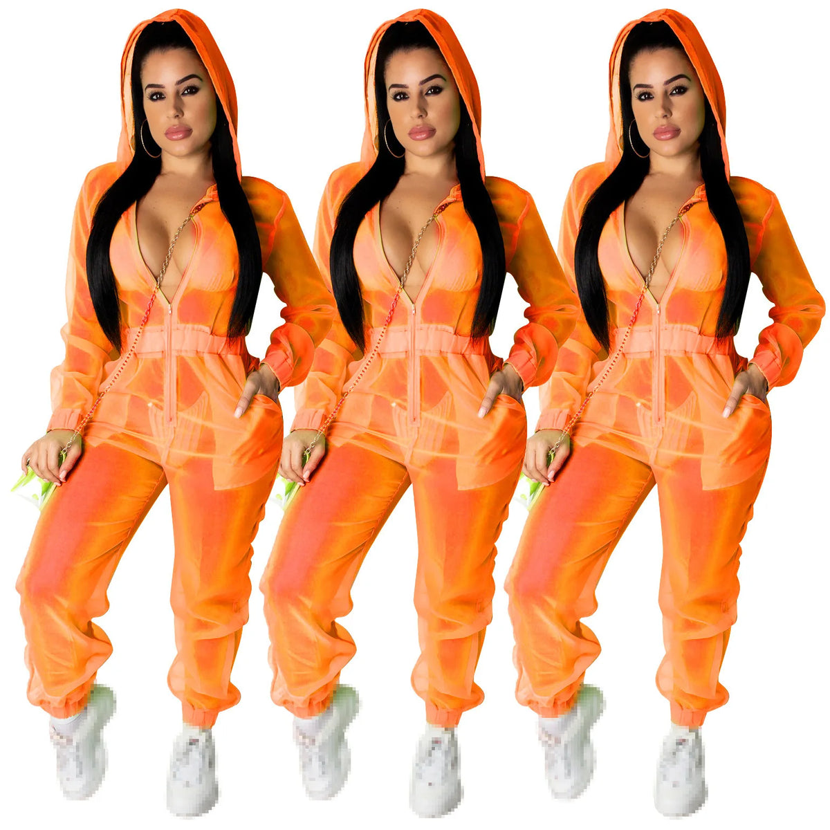 Full Length Pocketed One Piece Jumpsuit Outfit for Women