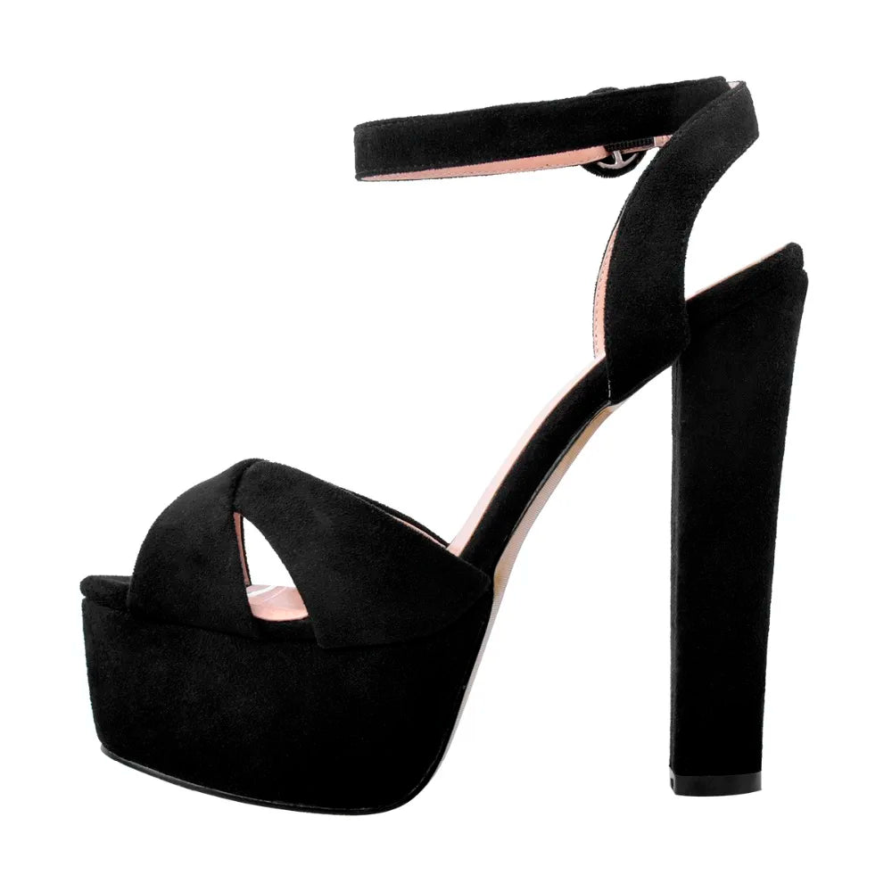 Crisscross Platform Buckle Sandals with Peep Toe for Women
