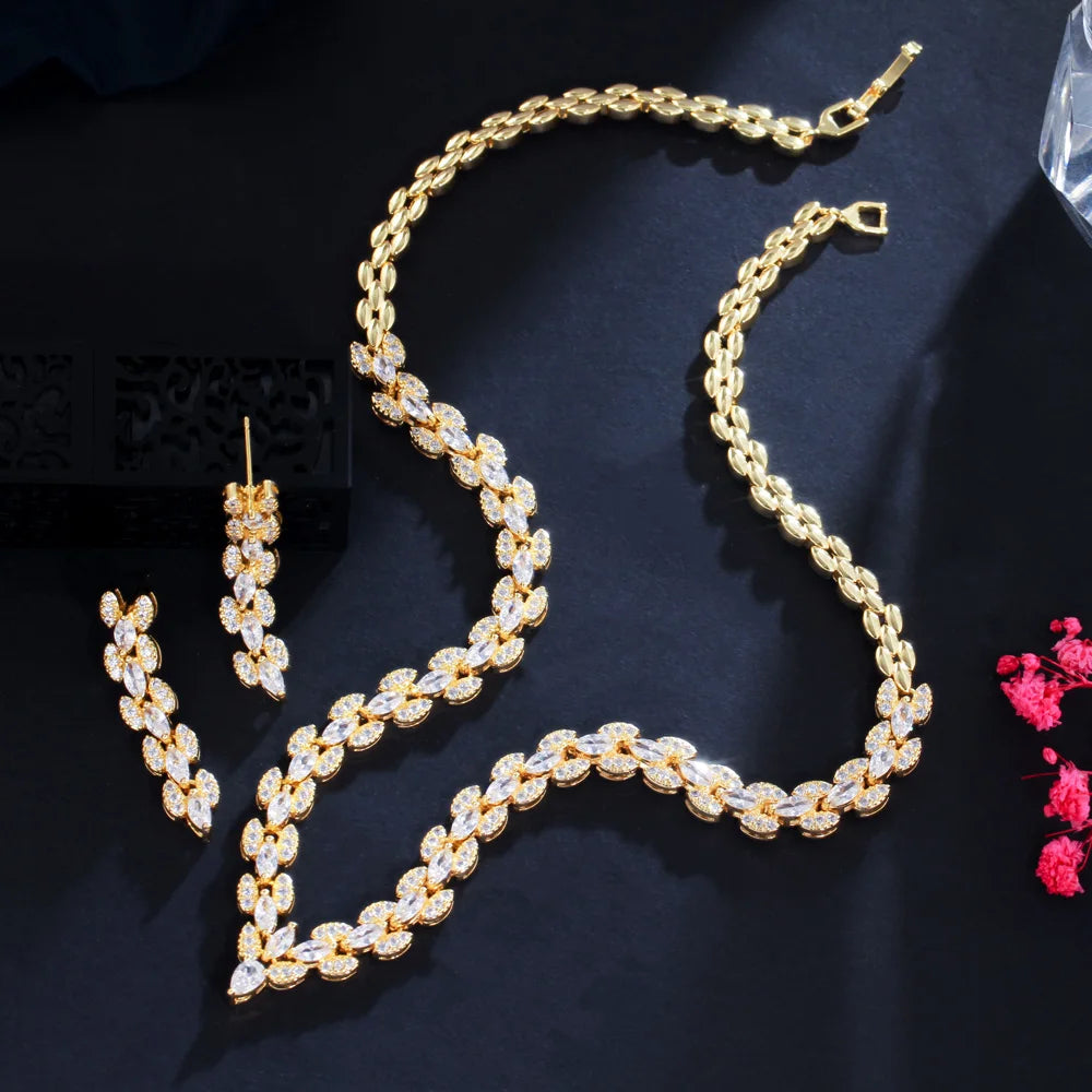 Marquise Leaf Cubic Zirconia Jewelry Set