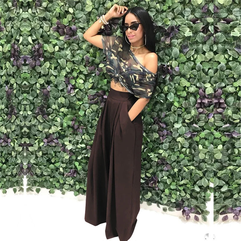 Pleated Front Palazzo Pants
