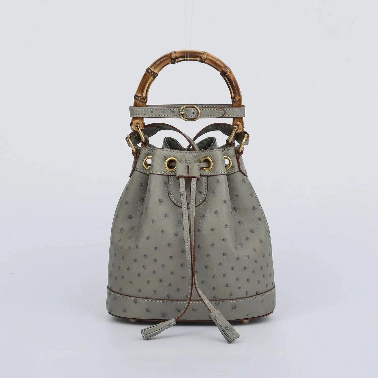 2025 New Ostrich Leather Women's Top-handle Bags Fashion Genuine Leather Lady Bucket Bag Luxury Shoulder Crossbody Bag