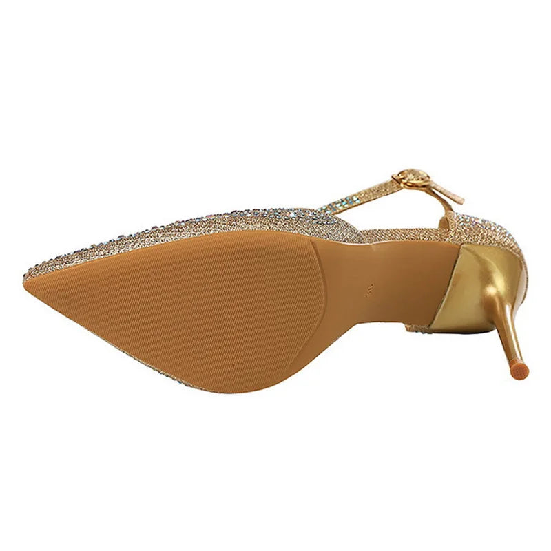 Shiny Rhinestone Stiletto High Heel Pumps for Women
