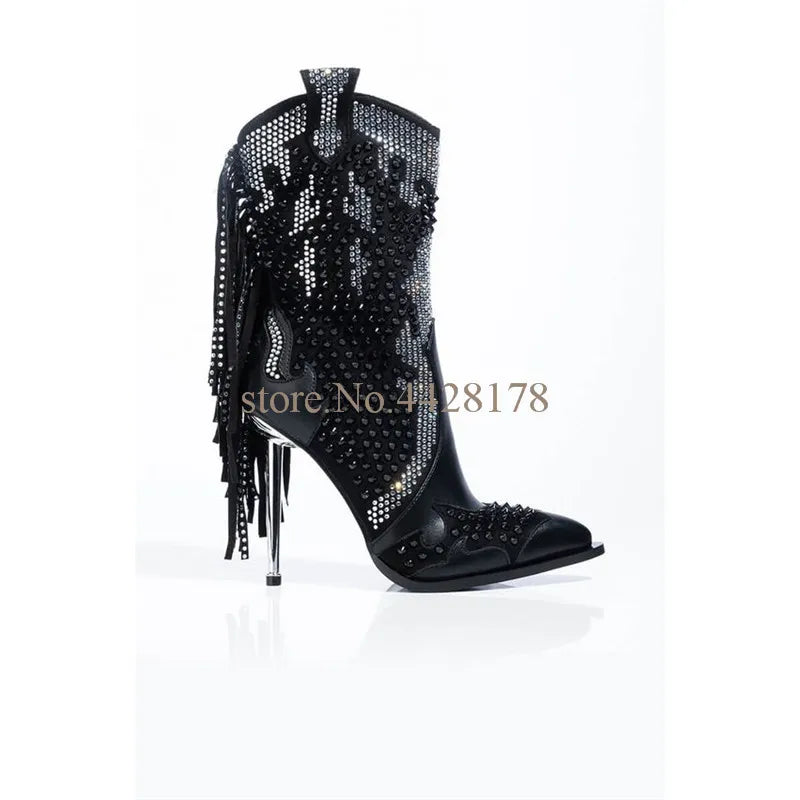 Embellished Rhinestone Over The Knee Boots For Women