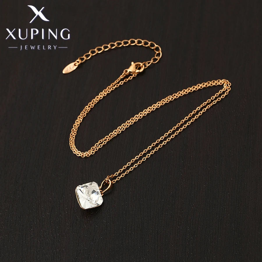 Square Crystal Pendant Necklace