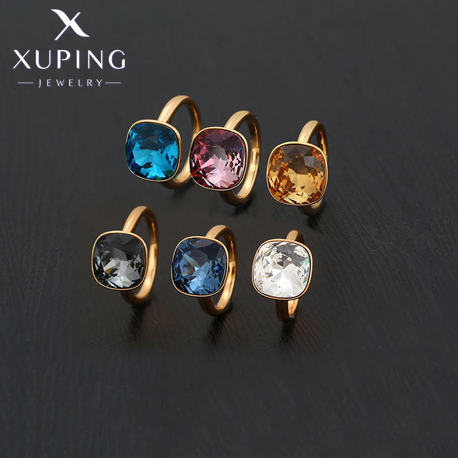 Gold Plated Teardrop Crystal Ring