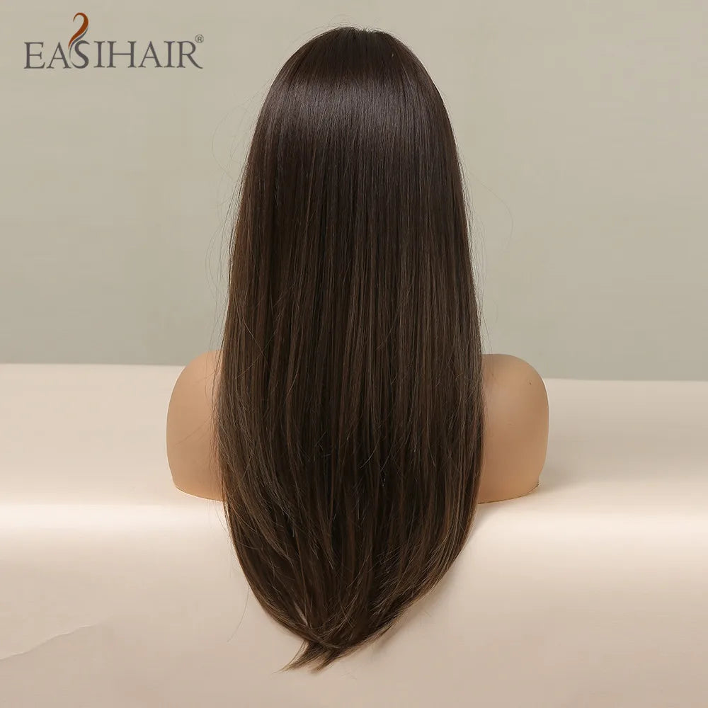 Heat Resistant Long Straight Ombre Bangs Wig for Women