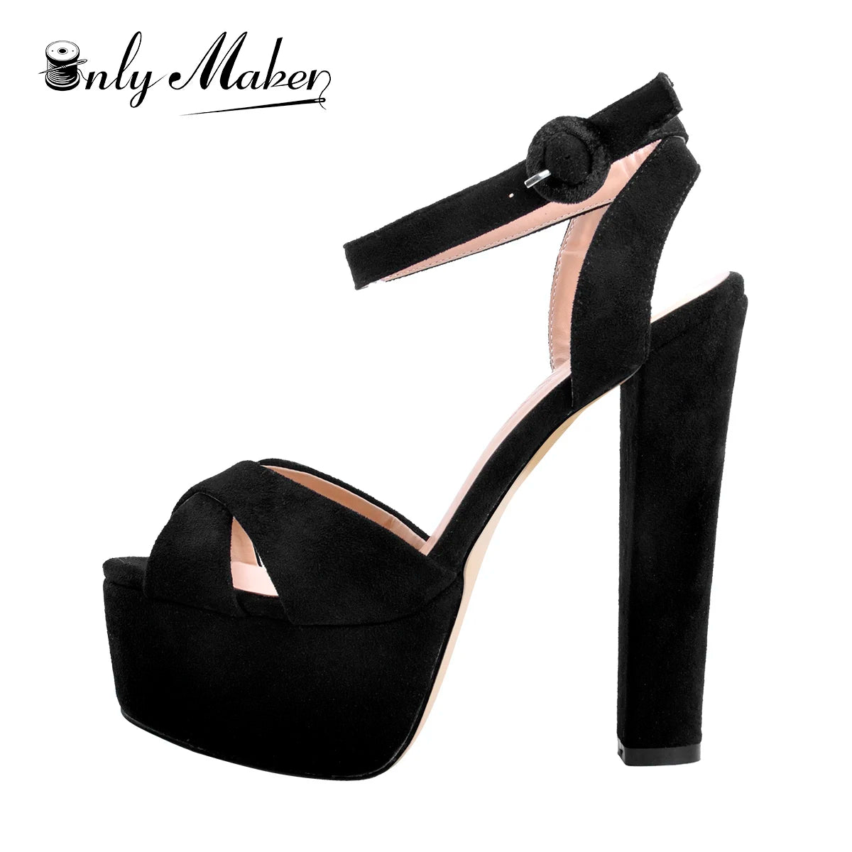 Crisscross Platform Buckle Sandals with Peep Toe for Women