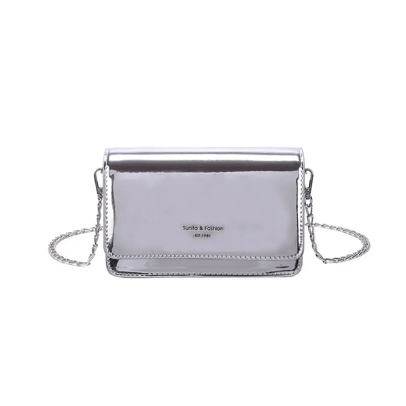 Laser Cut Mirror Chain Flap Shoulder Bag for Women