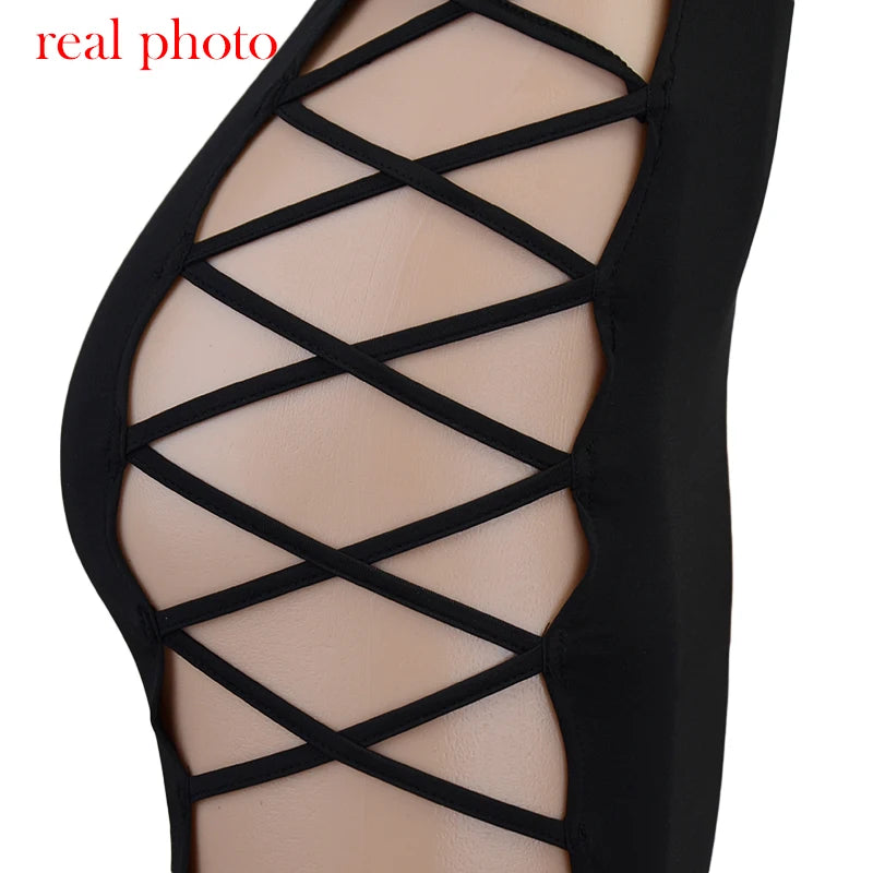 Cryptographic Elegant Black Sleeveless Bandage Sexy Dress for Women Club Party Backless Tank Dresses Skinny Fashion Summer 2025