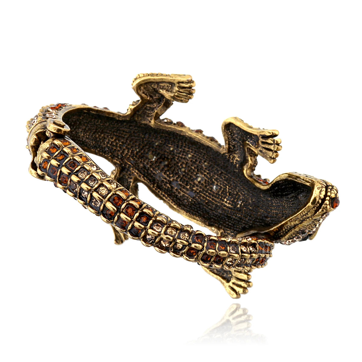 Vintage Crocodile Rhinestone Cuff Bracelet for Women
