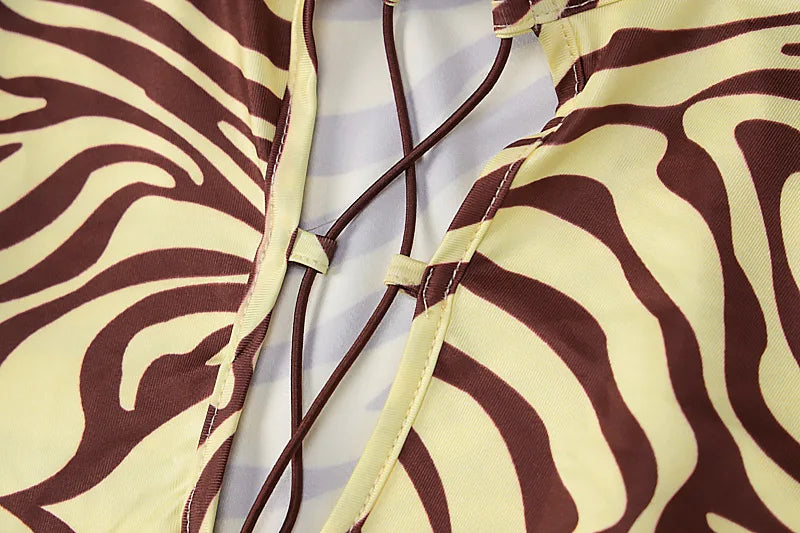 Zebra Print Hollow Out Bodycon Midi Dress for Women