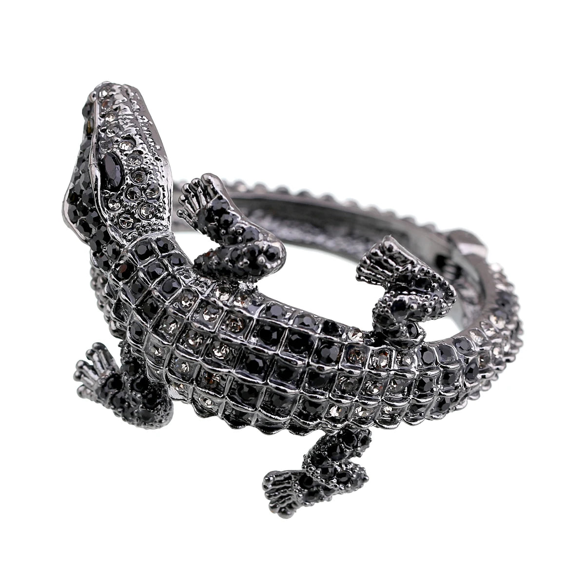 Vintage Crocodile Rhinestone Cuff Bracelet for Women