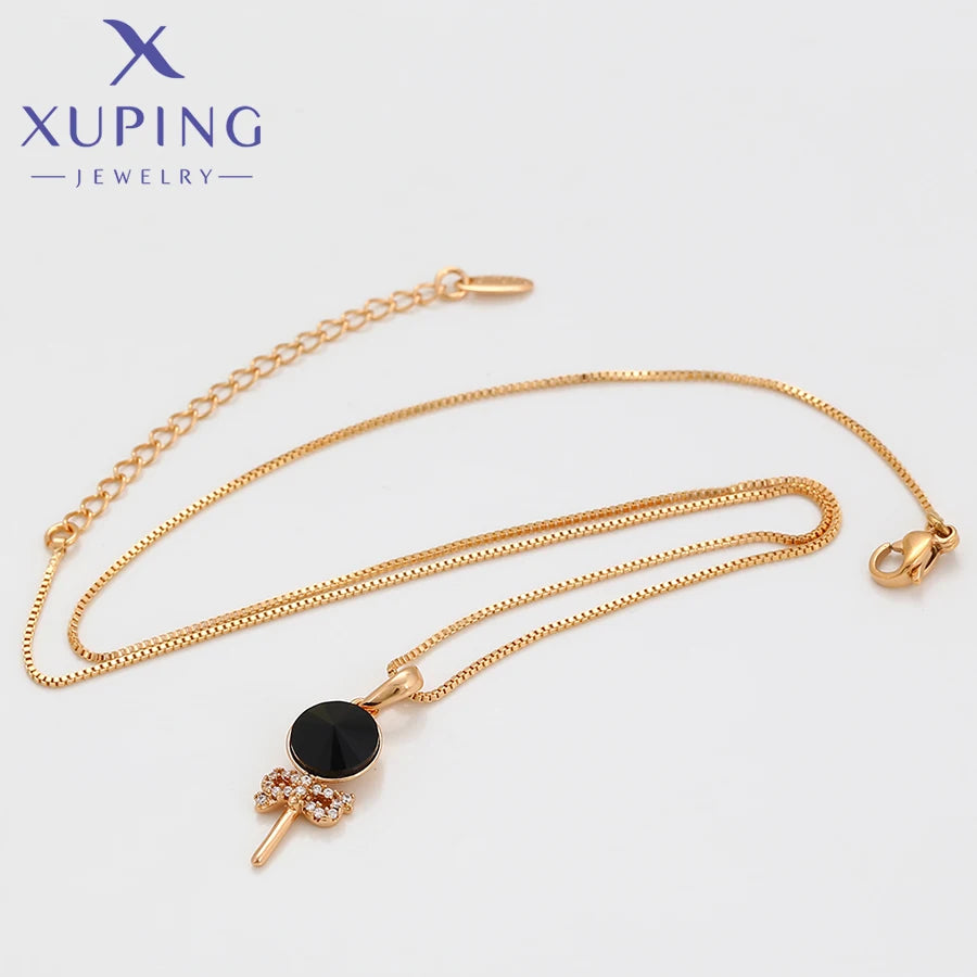 Gold Tone Crystal Pendant Necklace