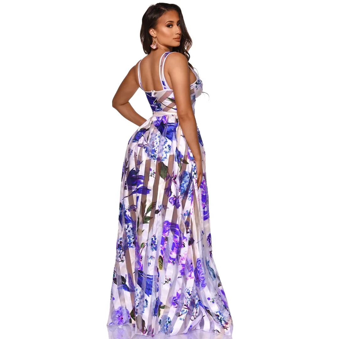 Floral Spaghetti Strap Pattern Maxi Dress for Women