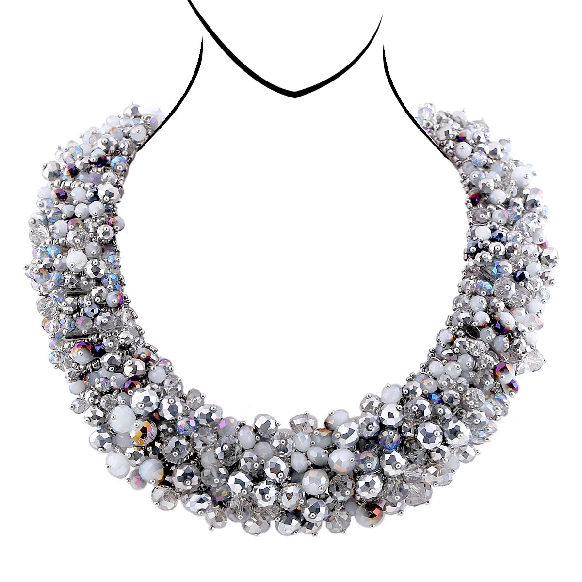 Double Layer Turquoise Bead Statement Necklace for Women