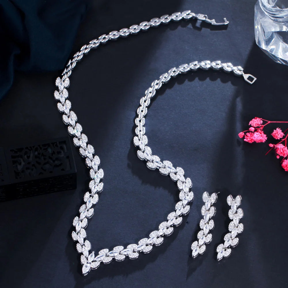 Marquise Leaf Cubic Zirconia Jewelry Set
