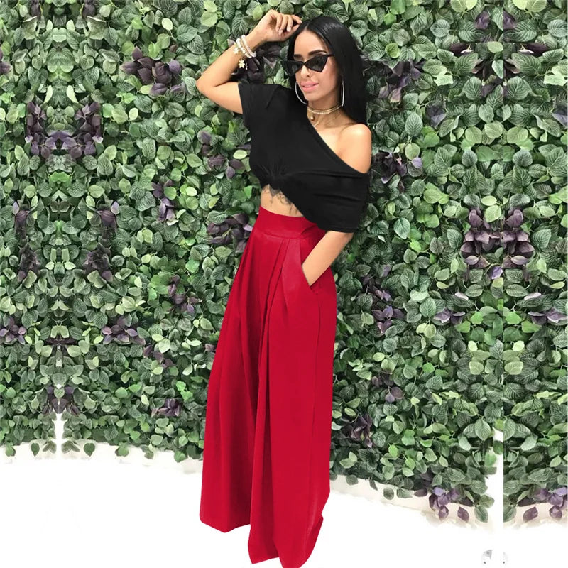 Pleated Front Palazzo Pants
