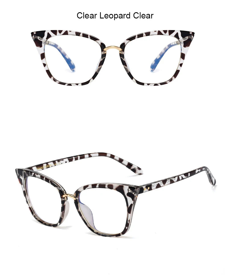 Leopard Blue Light Filter Prescription Glasses for Women