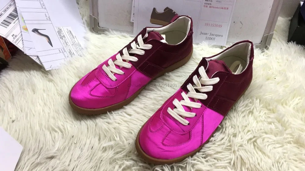 Elegant High Quality Red Leather Lace Up Low Top Running Shoes For Men