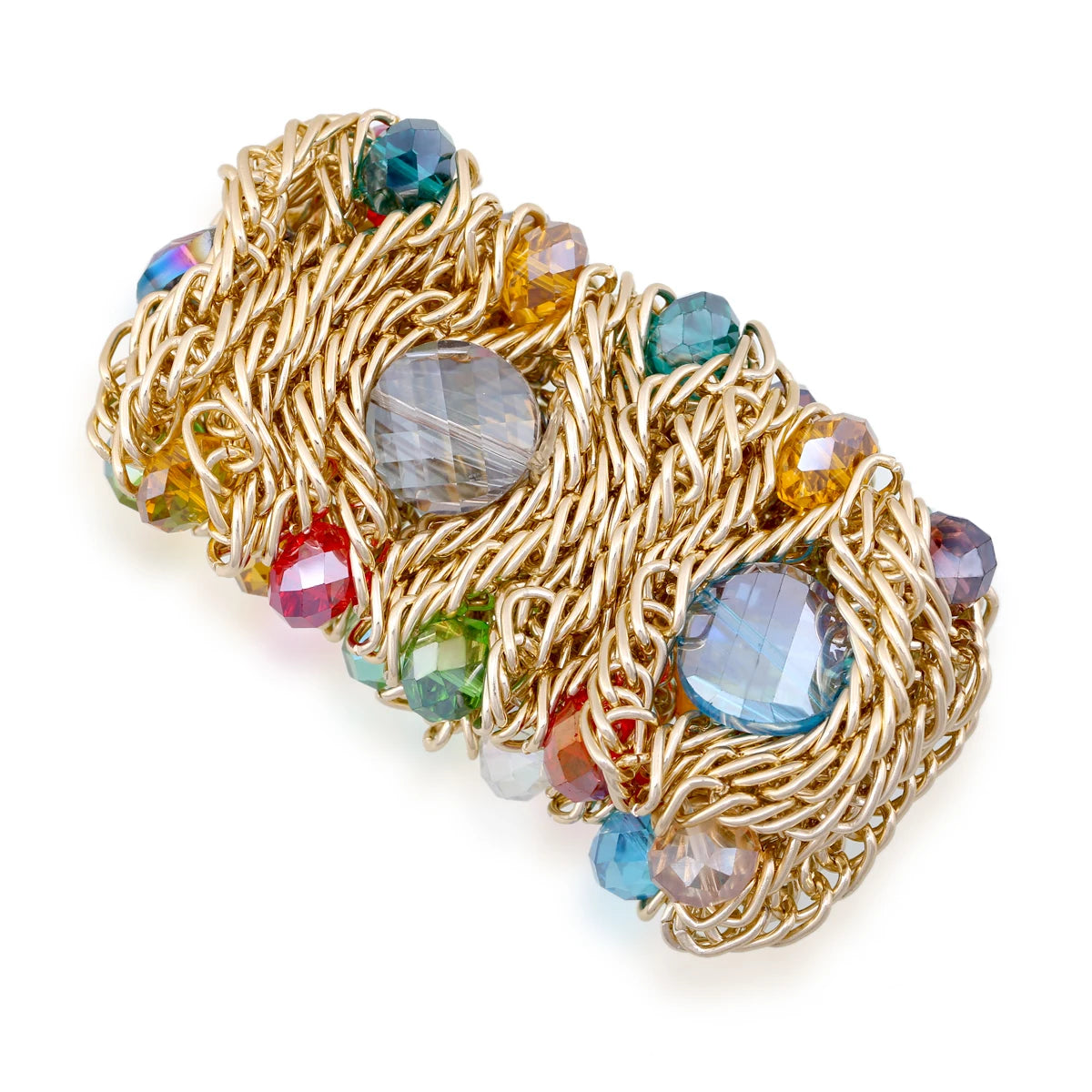 Beaded Crystal Statement Elastic Bracelet for Women