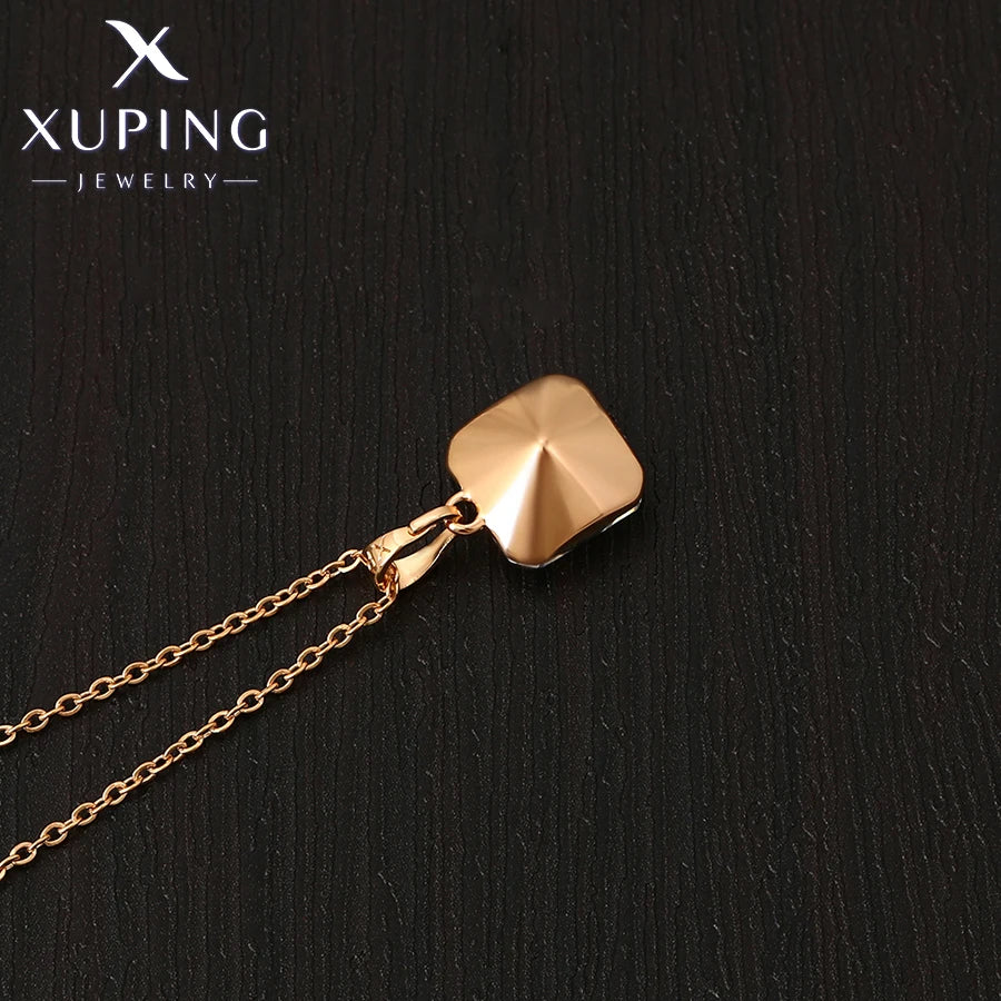 Square Crystal Pendant Necklace