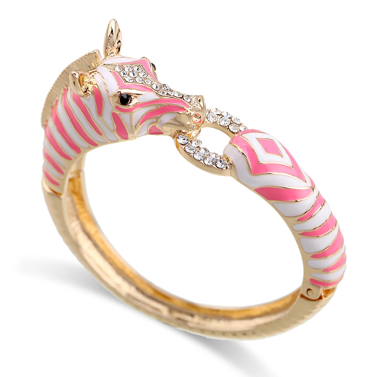 Gold Plated Crystal Zebra Style Cuff Bracelet for Women