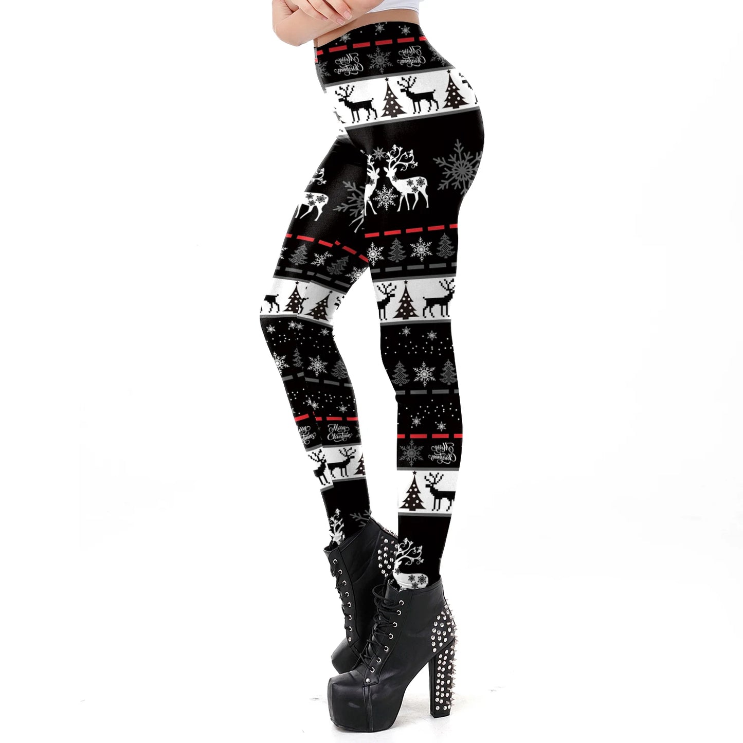 Cozy High Waist 3D Christmas Print Leggings for Women