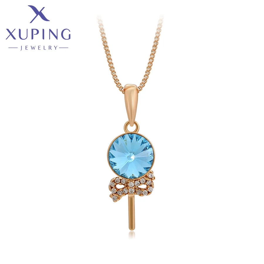 Gold Tone Crystal Pendant Necklace