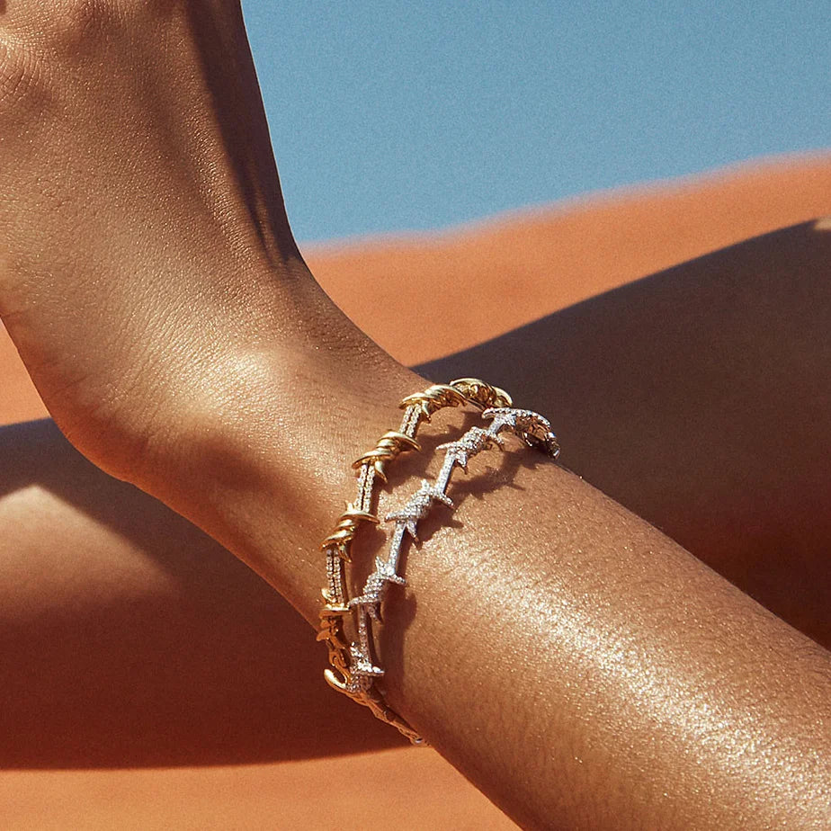 Twisted Rattan Style CZ Bangle Bracelet