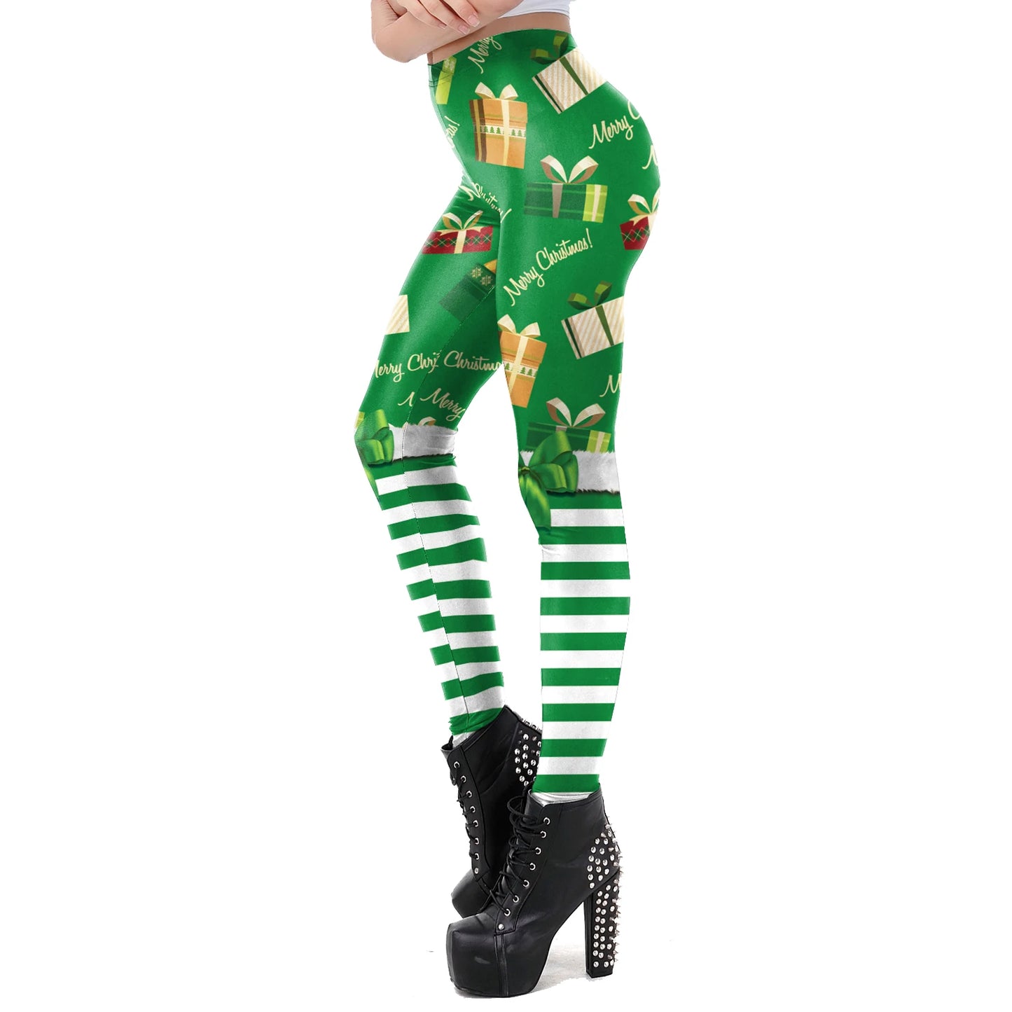 Cozy High Waist 3D Christmas Print Leggings for Women