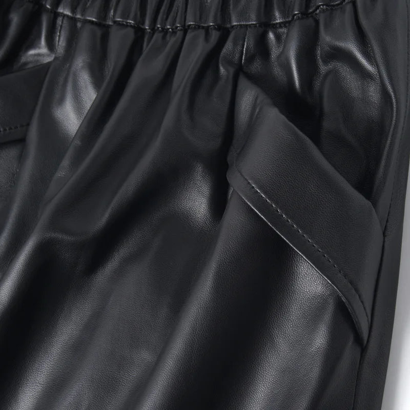 Leather Skirt Women With Pockets Midi Skirts Womens 2025 New Genuine Black And Green Sheepskin Leather Pencil Skirt Hgh Waist