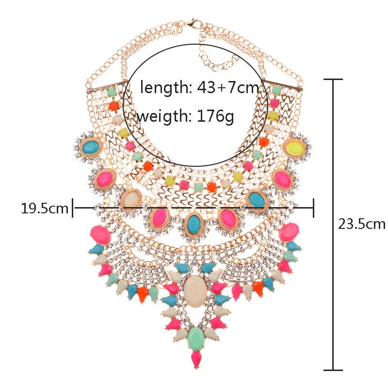 Chunky Crystal Rhinestone Statement Bib Necklace for Women