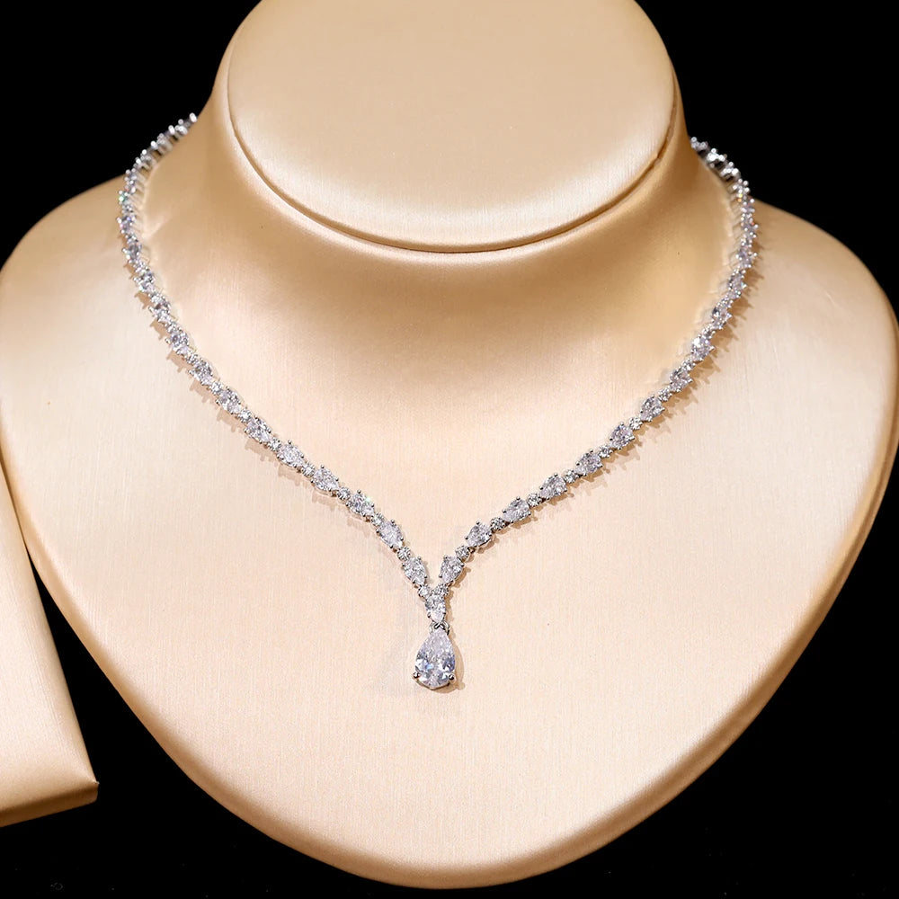 Cubic Zirconia Water Drop Wedding Jewelry Set for Women