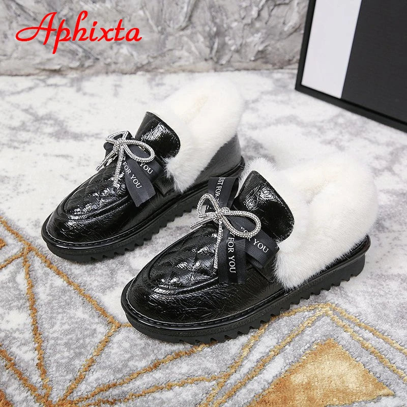 Waterproof Silver Bling Warm Plush Snow Boots for Women