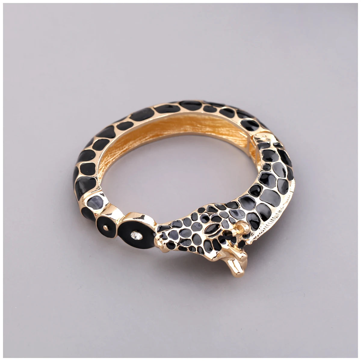 Gold Plated Zebra Enamel Statement Cuff Bracelet for Women