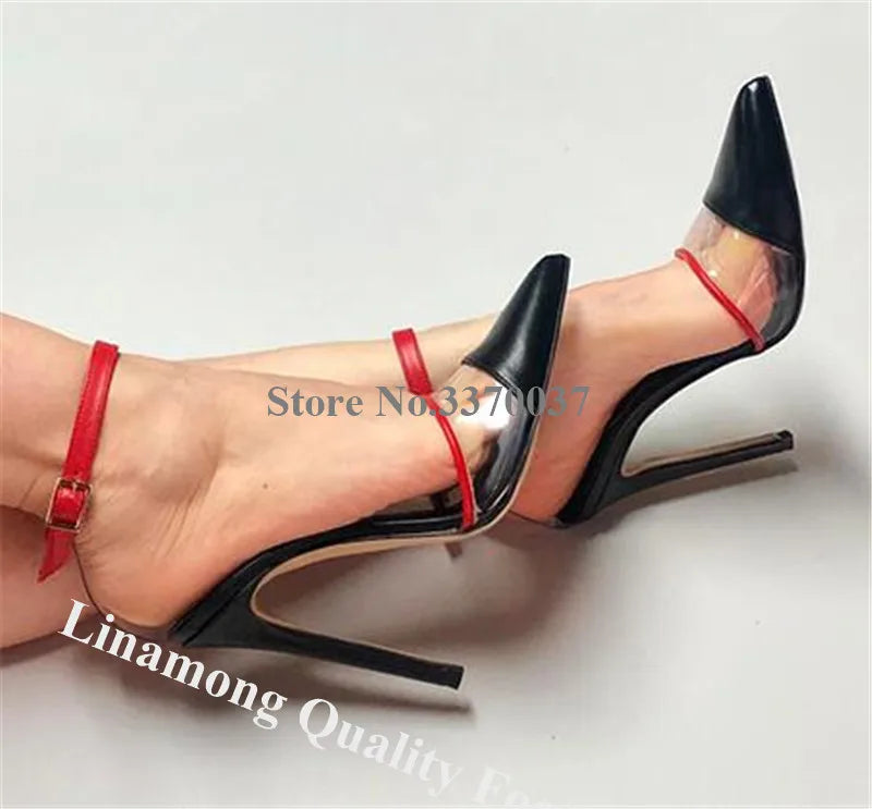 Transparent Cut Out Stiletto Pointed Toe Pumps for Women