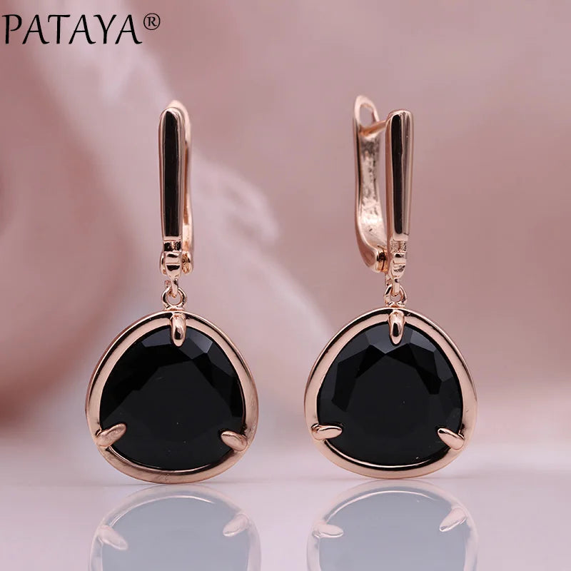 Green Triangle Zirconia Drop Earrings