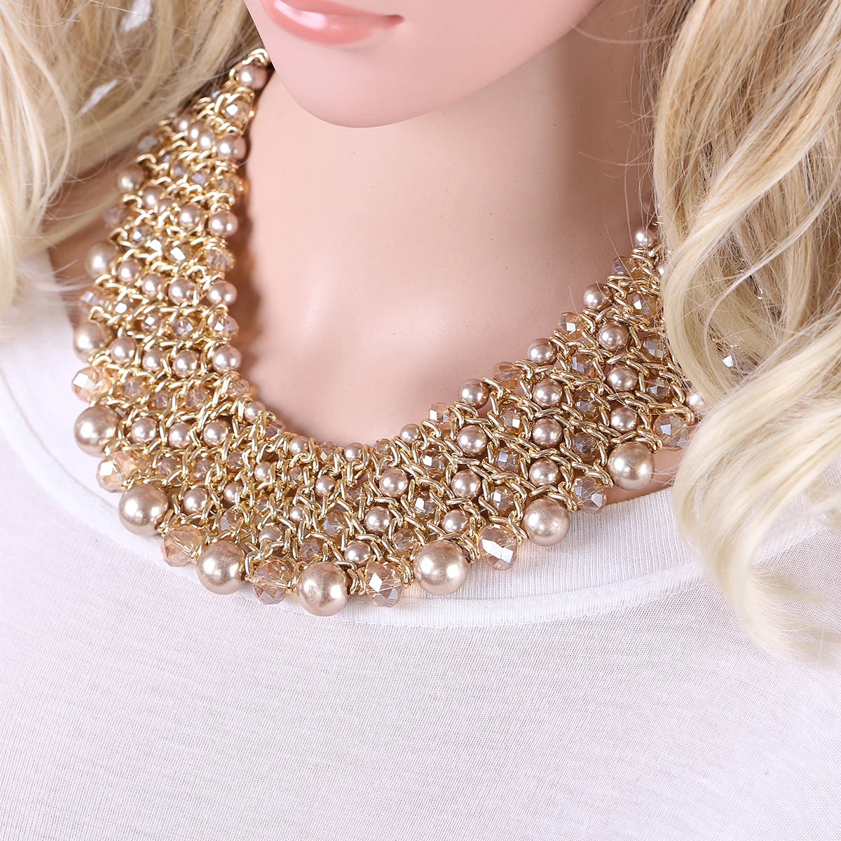 Bohemian Crystal Beaded Statement Necklace for Women